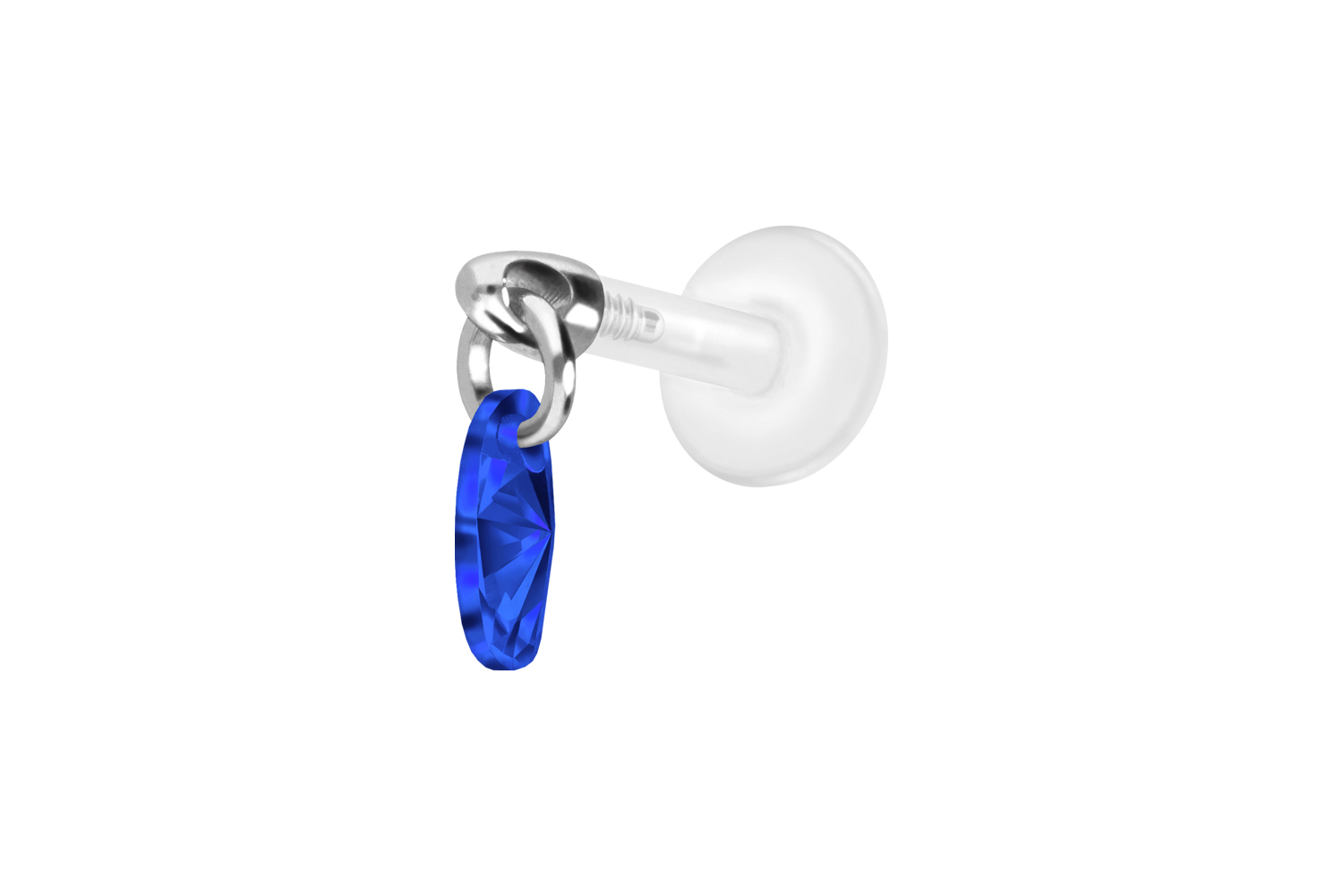 PTFE Labret Piercing mit Innengewinde + Titan-Aufsatz KRISTALLOVAL